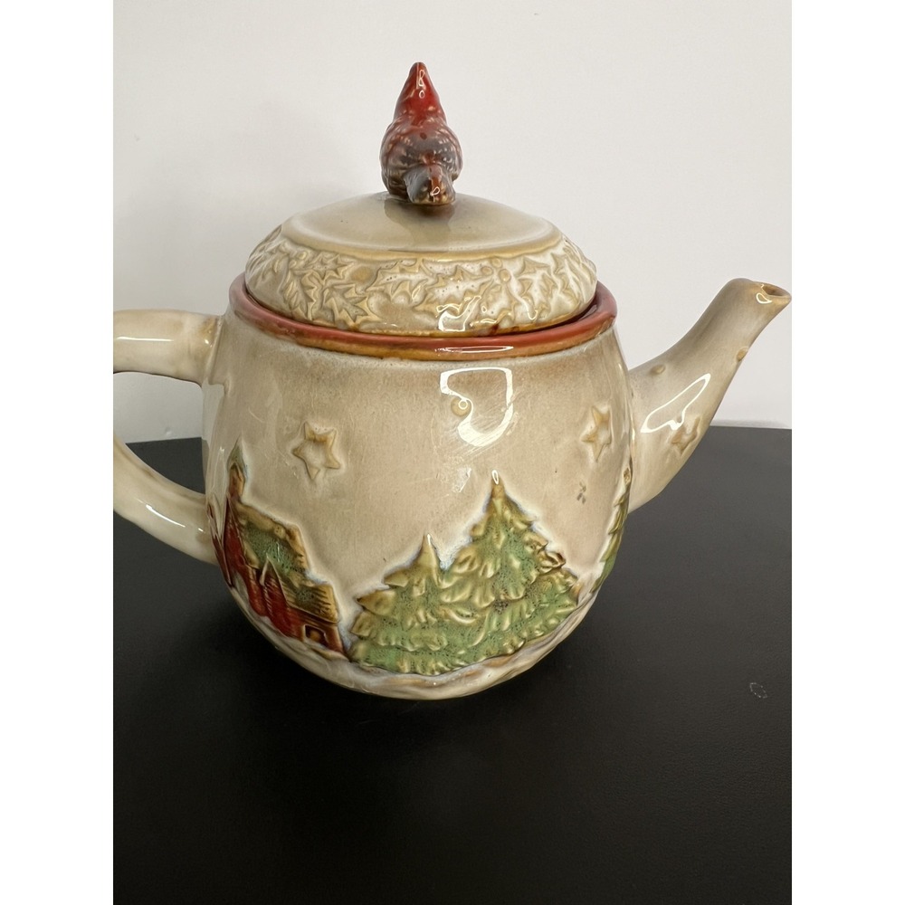 Vintage Cardinal Ceramic Teapot Bird Themed